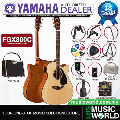 Yamaha FGX800C 41'' Dreadnought Solid Spruce Acoustic Electric Guitar With Pickup (FGX800)
