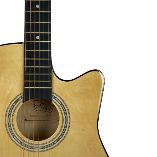 EVO T-38C Natural Acoustic Guitar 38 Inch Beginner Package