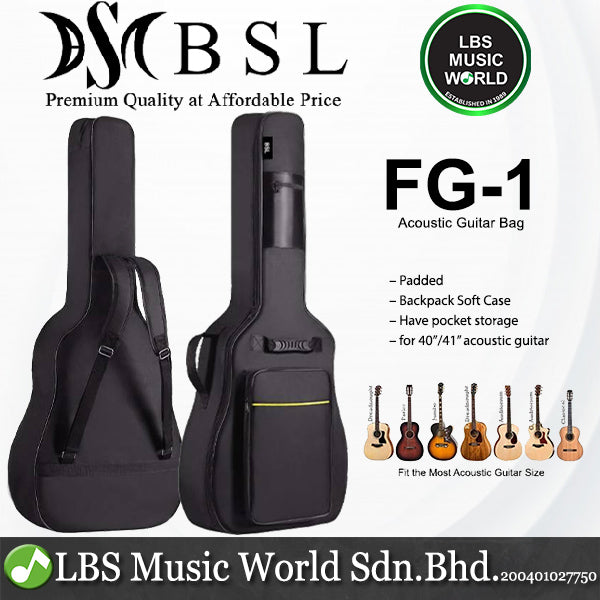 BSL FG-1 41 inch 600D Acoustic Guitar Gig Bag Bagpack Cover Soft Case