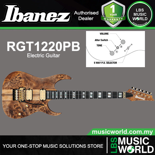 Ibanez RGRTBB21 Baritone Nyatoh Wing Body Electric Guitar with HH Pickup and Ebony Fretboard - Black Flat