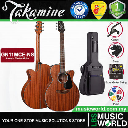 Takamine GN11MCE-NS NEX Cutaway Mahogany Acoustic Electric Guitar with Bag - Natural Satin (GN11MCE NS)
