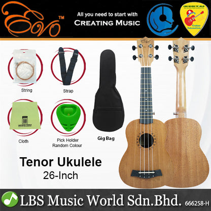 Evo Soprano UK21, Concert UK23 and Tenor Ukulele UK26 - Hawaiian Nylon String Guitar