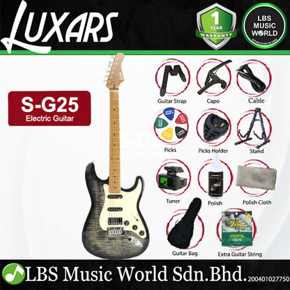 Luxars S-G25 HSS Alder Body Electric Guitar Roasted Maple Fretboard and Tremolo (S G25)