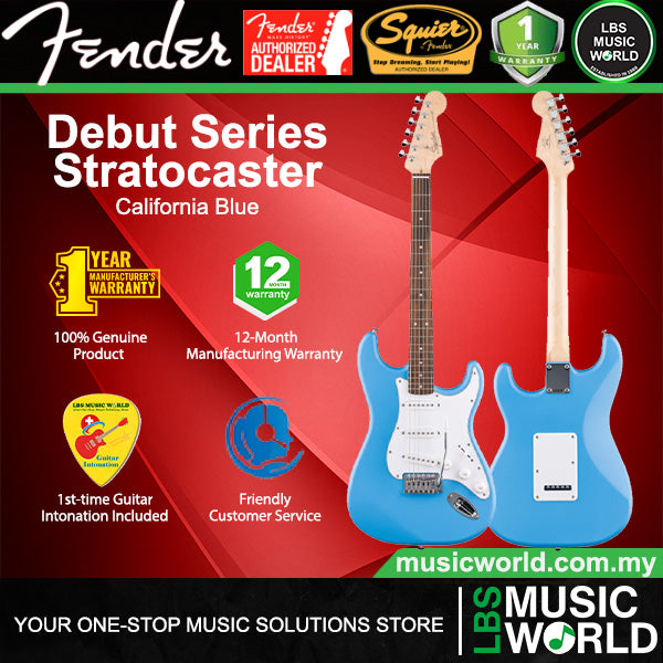 Squier by Fender Debut Stratocaster Electric Guitar with White Pickguard Laurel FB