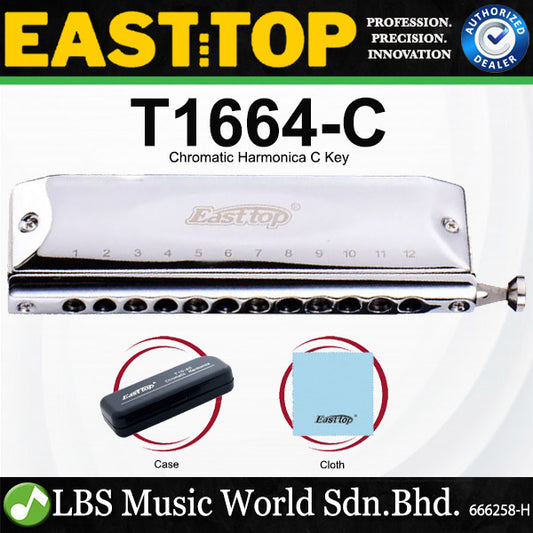 Easttop T1664-C 16 Holes 64 Stainless Steel Tonse Chromatic Harmonica - C Key (T1664)