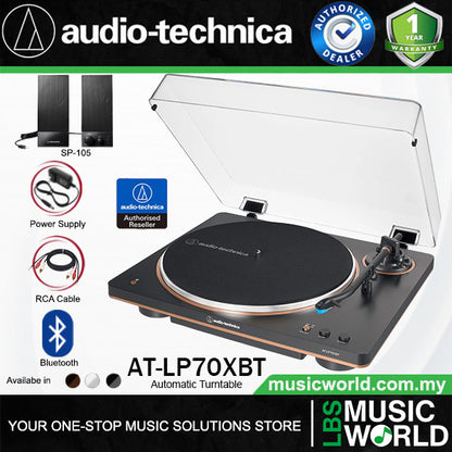 Audio Technica AT-LP70XBT Black Fully Automatic Wireless Bluetooth Belt Drive Turntable (ATLP70XBT LP70X LP70)